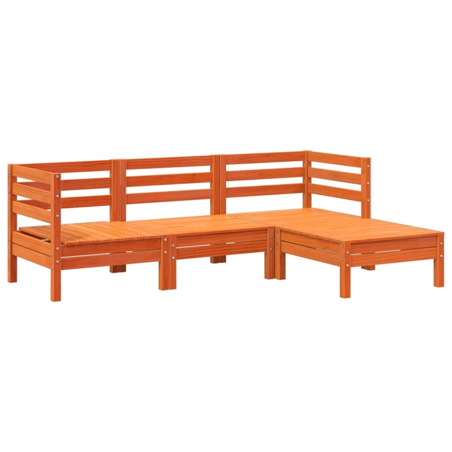 vidaXL Gartensofa 3-Sitzer mit Hocker Wachsbraun Massivholz Kiefer 838058