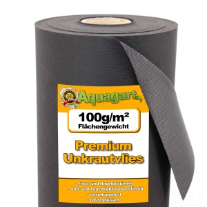 Aquagart Unkrautvlies 100g, 1,8m breit, 144m² Rolle. Gartenvlies zur Unkrautbekämpfung.