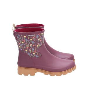 Blackfox Stiefelette Judy in Himbeer mit Blumenmuster, Größe 40, für Garten und Freizeit.