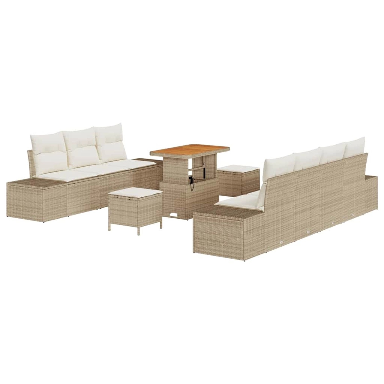 vidaXL Garten-Sofa-Set mit Kissen 10-Tlg Beige Poly Rattan 3362751 günstig online kaufen