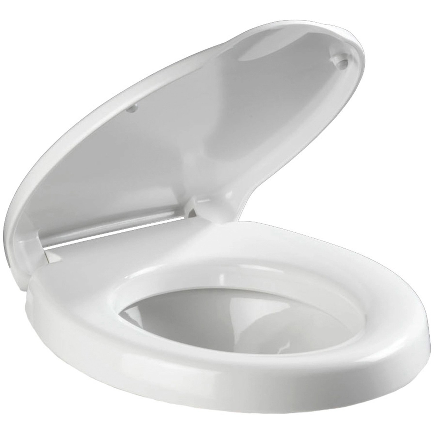 Wenko WC-Sitz Secura Comfort mit 5 cm Sitzflächenerhöhung, aus Duroplast, weiße Ausführung.