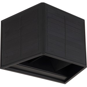 Schwarze Globo LED-Solarleuchte für die Wand, 15,4x9,9x9,6cm. Lichtrichtung auf- und abwärts.