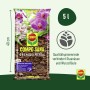 Compo Sana Orchideenerde, 5 l, torffrei im Beutel mit Orchideenblüten.