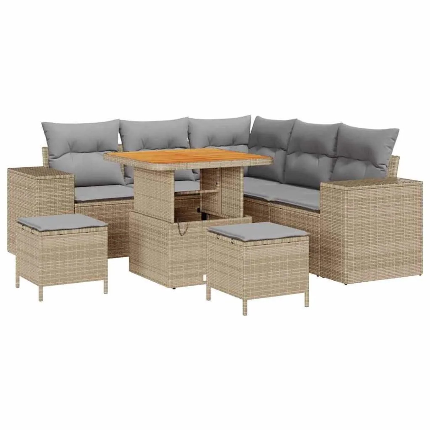 vidaXL Garten-Sofa-Set mit Kissen 8-Tlg Beige und Hellgrau 3363952