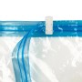 Detailaufnahme: Vakuum-Kleiderbeutel (3er-Set) mit blauem Verschluss und weißem Zipper-Clip.
