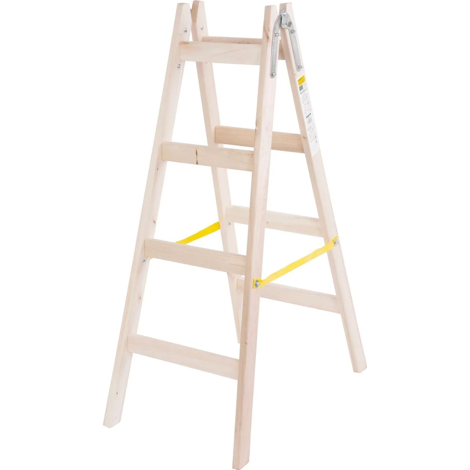 PROREGAL Wood Double Giraffe Holz-Sprossen-Stehleiter mit Sicherheitskette 2 x 4 Sprossen 132 cm Hoch Trittleiter Bockleiter Sprossen-Doppellleiter