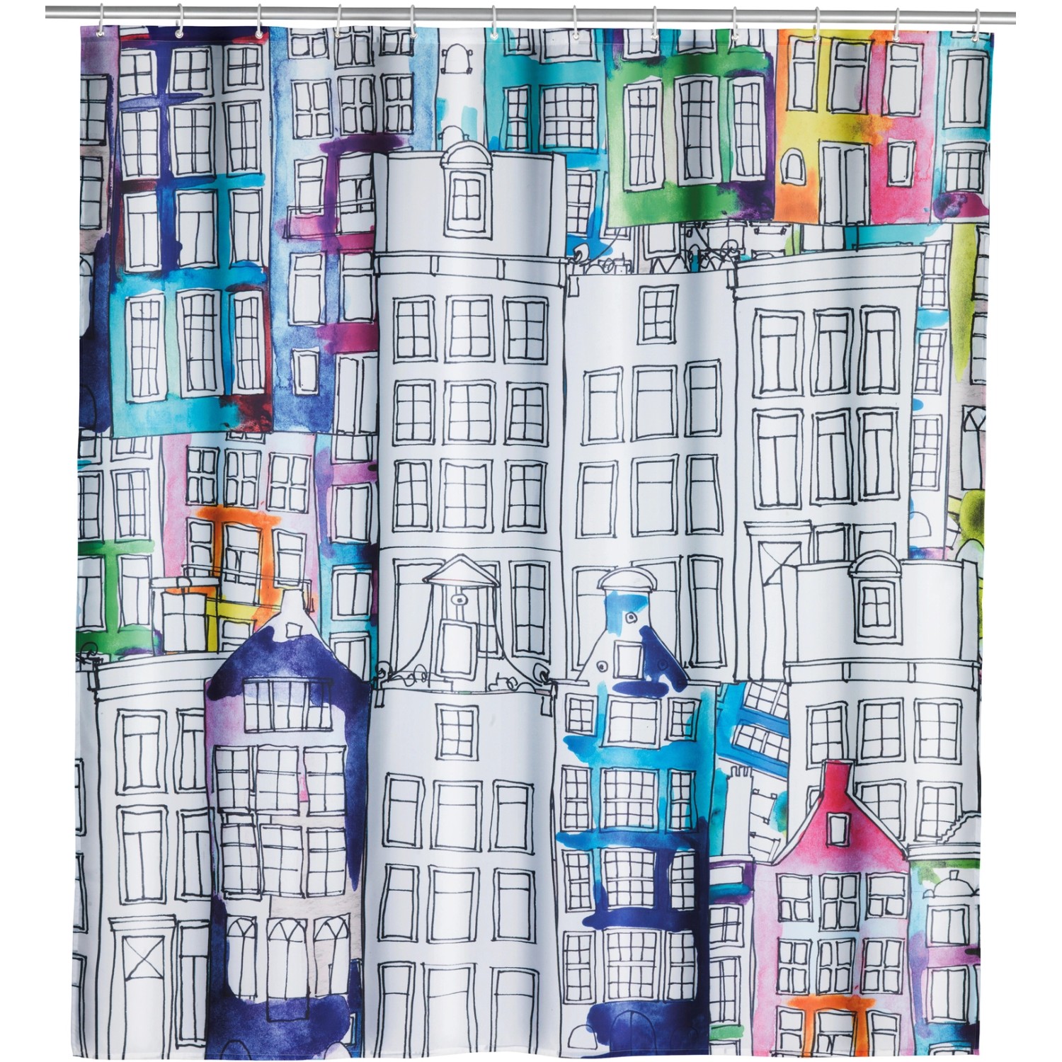 Wenko Duschvorhang Sunny City Polyester 180 cm x 200 cm waschbar