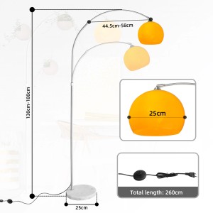 CCLIFE LED E27 Stehlampe Stehleuchte Bogenlampe Höhenverstellbar 130-180cm Orange
