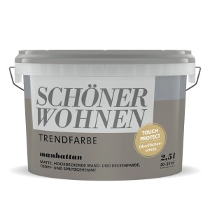 Schöner Wohnen Trendfarbe Manhattan, matte Wandfarbe im 2,5 l Eimer.