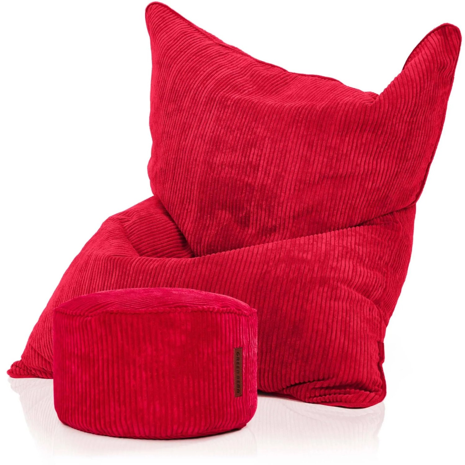 Green Bean Sitzpouf 2er Set Cordoba + Pouf 140 x 180 x 25 cm Cord Waschbarer Bezug Rot