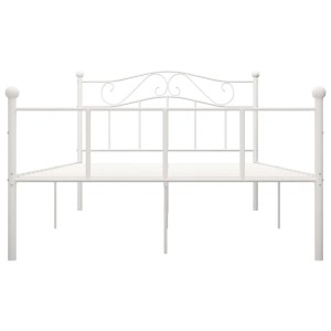Weißes Metall Bettgestell 140x200 cm von vidaXL für Schlafzimmer.