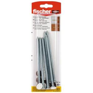 Fischer Fensterrahmenschrauben FFS 7,5 x 132 mm, 6 Stück im Set, für spannungsfreie Montage von Fenster- und Türrahmen.