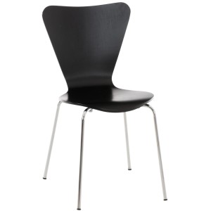 DELUKE Besucherstuhl BERLIN Holz Schwarz 45x49x85cm Konferenzstuhl Wartezimmerstuhl Bürostuhl