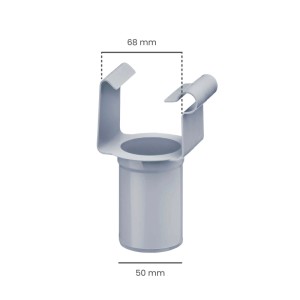 Grauer Inefa PVC Einhangstutzen DN 50/NW 68 für Kastenrinne. Anschlussstück für Regenrinne und Fallrohr.
