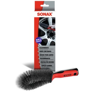 Sonax Felgenbürste für die Autopflege: Bürste mit rotem Griff zur Reinigung von Stahl- und Alufelgen.