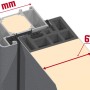 Detailansicht Haustür Thermospace Oslo Prime: Bautiefe 70 mm (Zarge), 67 mm (Türblatt).