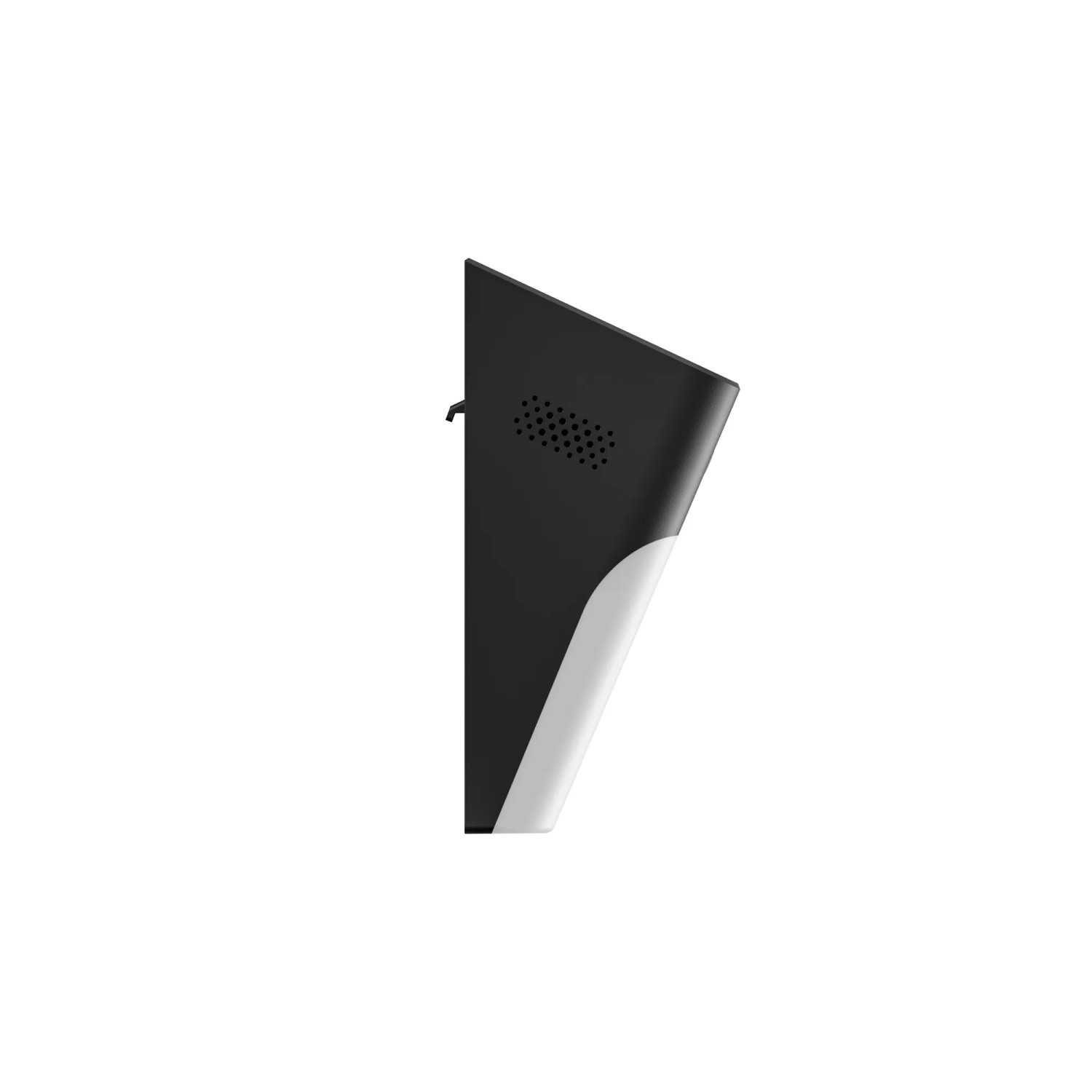 Eufy Solar-Wandleuchte S120 mit Kamera, Seitenansicht, schwarz-weiß.
