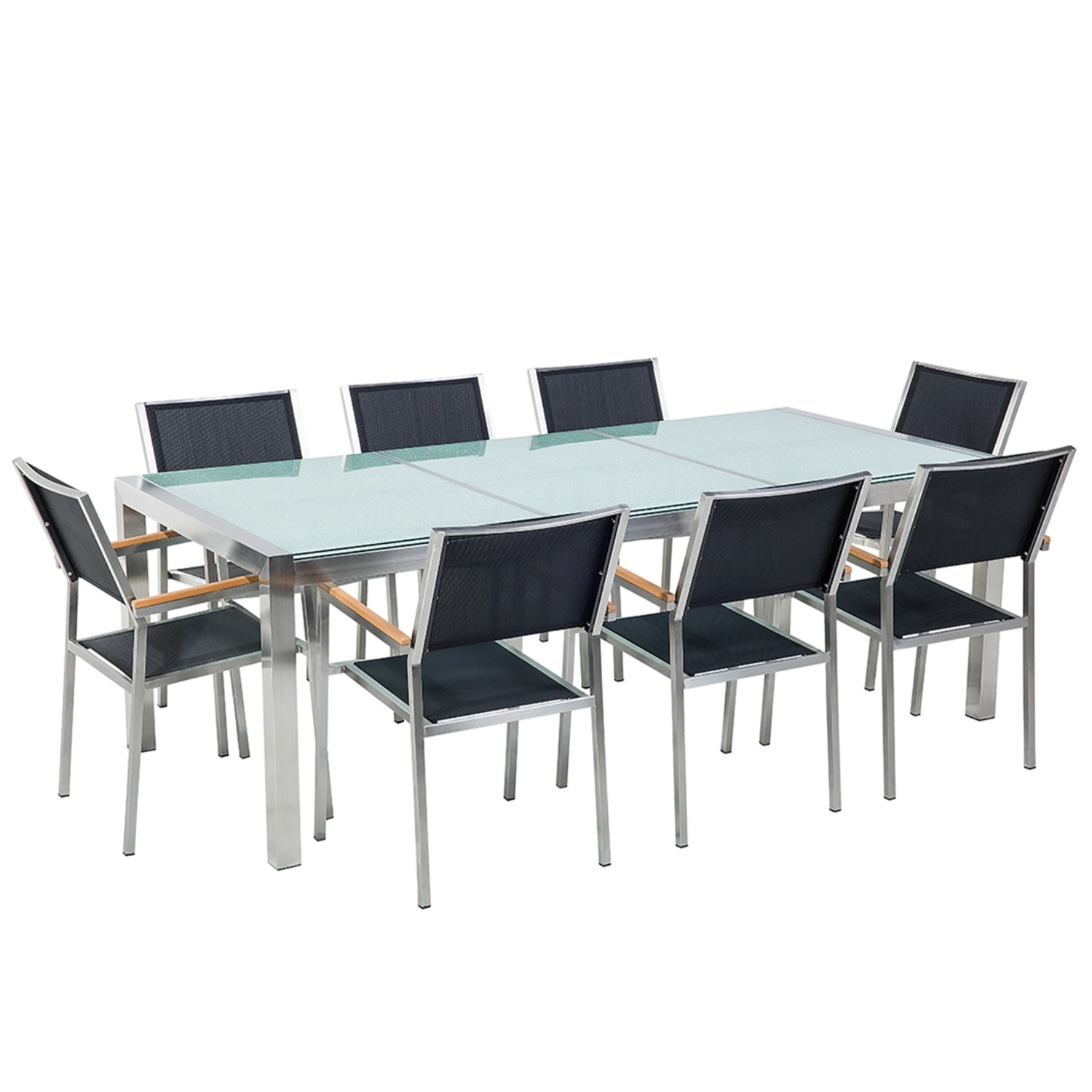 Beliani Gartentisch Set Schwarz Silber 100x220x87 günstig online kaufen