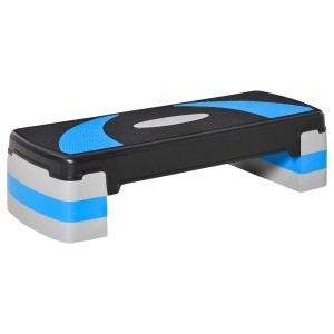 HOMCOM Steppbrett in Schwarz, Hellblau und Grau, ideal für Fitness- und Cardiotraining.