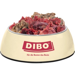 Dibo Hunde-Barf Spezial 2kg im Napf: Frostfutter mit Rindfleisch, Pansen und Blättermagen.