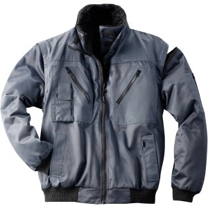 Grauer Scheibler Pilotenblouson Nevada 4 in 1, Arbeitsjacke mit abnehmbaren Ärmeln in Größe XL.