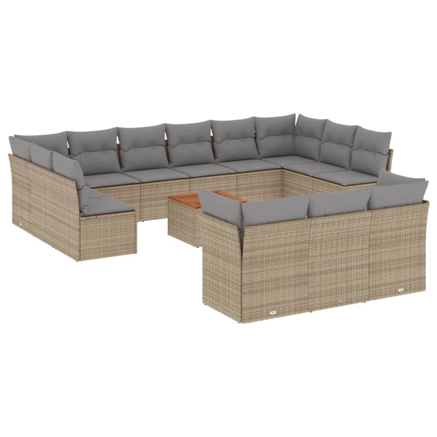 vidaXL 14-Tlg Garten-Sofagarnitur mit Kissen Beige Poly Rattan 3223924 günstig online kaufen