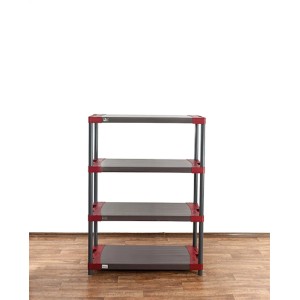 PROREGAL Kunststoffregal Grey Bear mit 4 Böden, grau/rot, Fachlast 120kg.