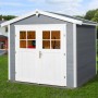 OBI Outdoor Living Holz-Gartenhaus Monza, lasiert, mit Satteldach und Doppeltür.