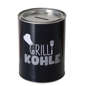 Boltze Spardose Grillzeit, grau, 14x10x14cm, Dekofigur mit Grillmotiv.