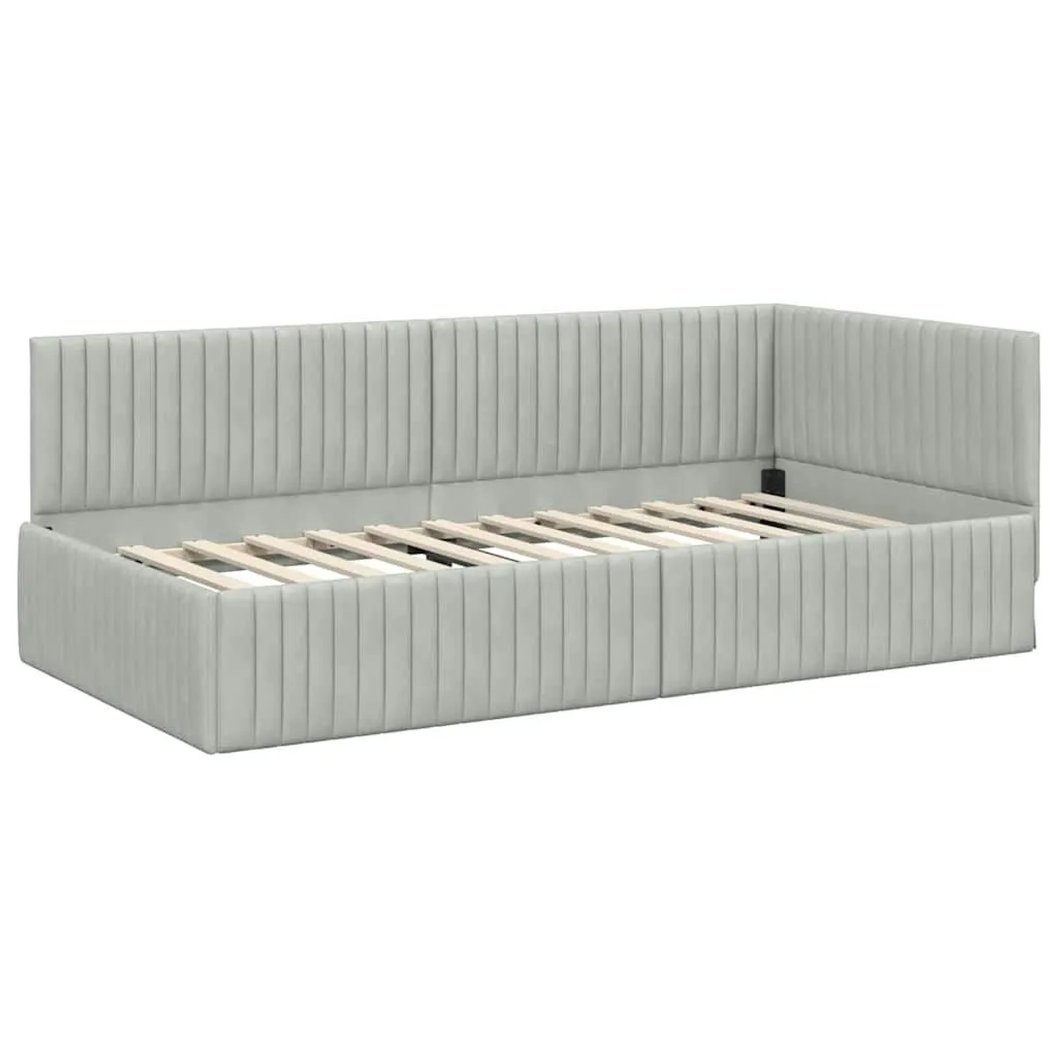 vidaXL Eckbettgestell mit Kopfteil Hellgrau 100 x 200 cm Stoff 42016276