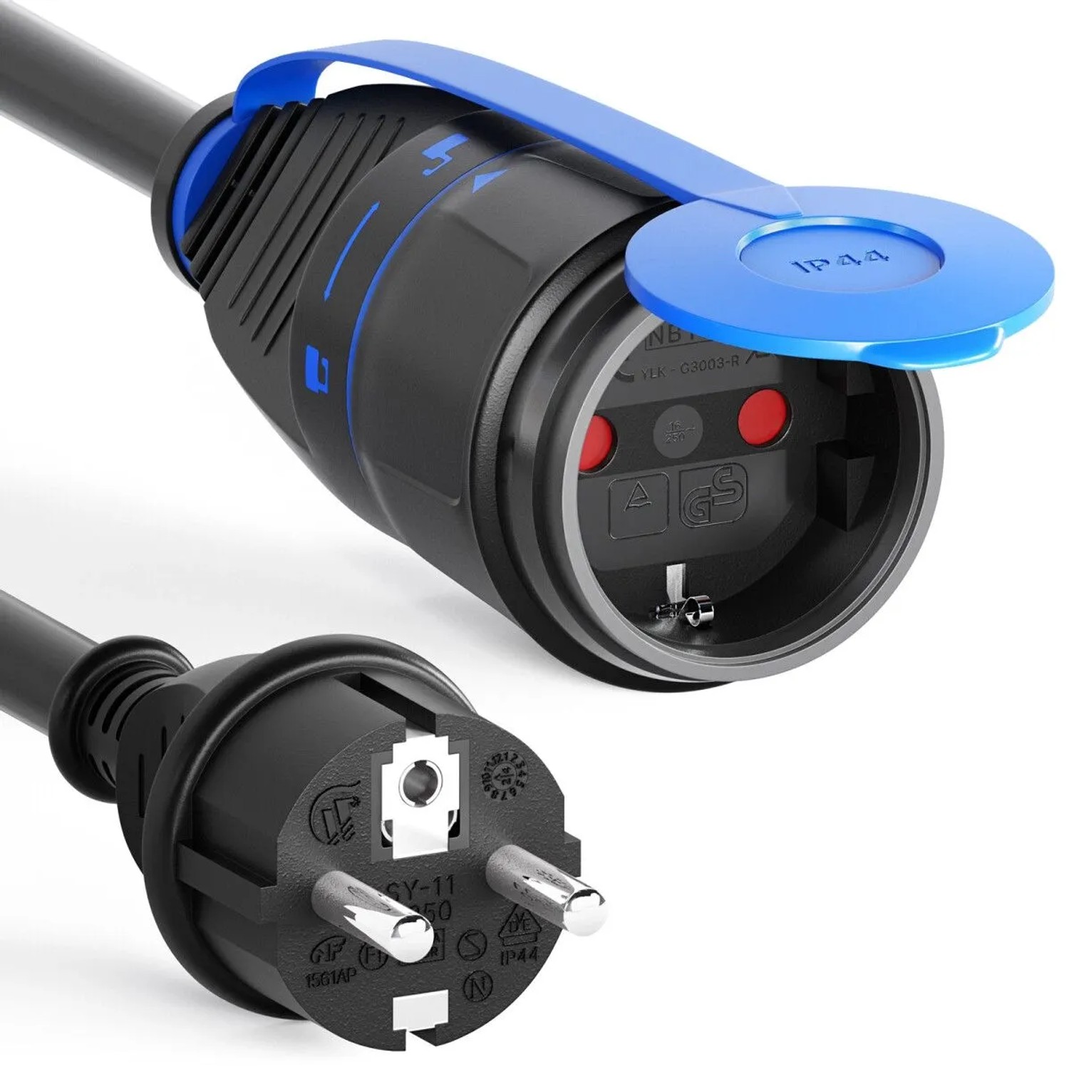 hb-digital 5m Strom Verlängerungskabel für Außenbereich H07RN-F IP44 Sicherheitsverschluß