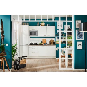 pino Küchenzeile 240 cm Weiß Anschlag links 1 Geräteschrank