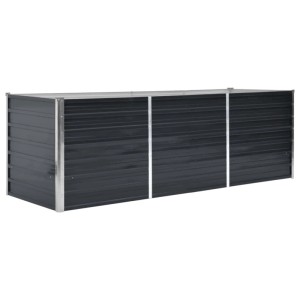 Anthrazitfarbenes Furnicato Hochbeet aus verzinktem Stahl, 240x80x77 cm.