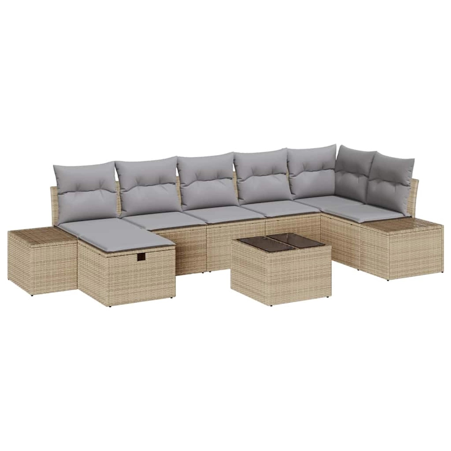 vidaXL Garten-Sofa-Set mit Kissen 8-Tlg Beige Poly Rattan 3359409 günstig online kaufen