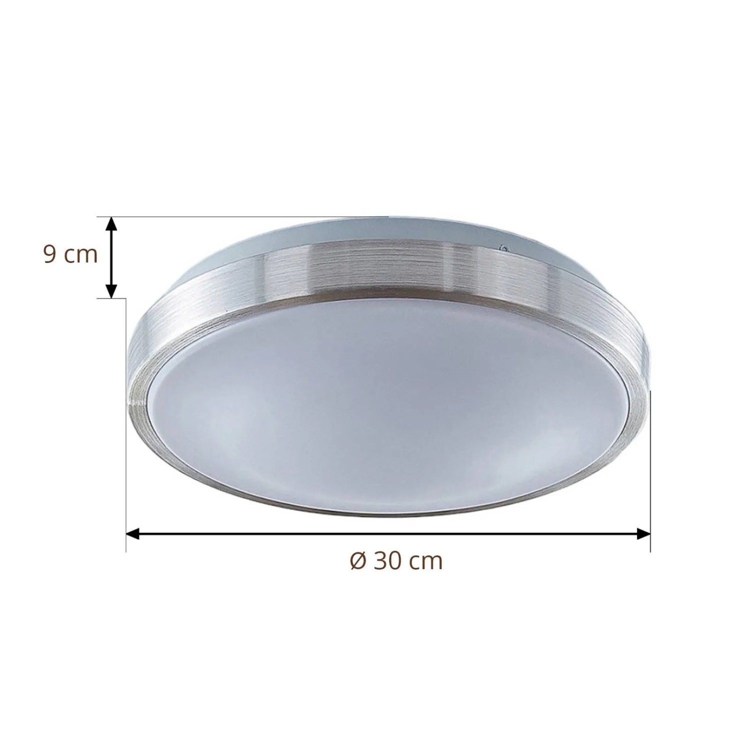 Moderne Lindby LED Deckenleuchte Emelie aus Aluminium, 30 cm Durchmesser, für Wohnzimmer.