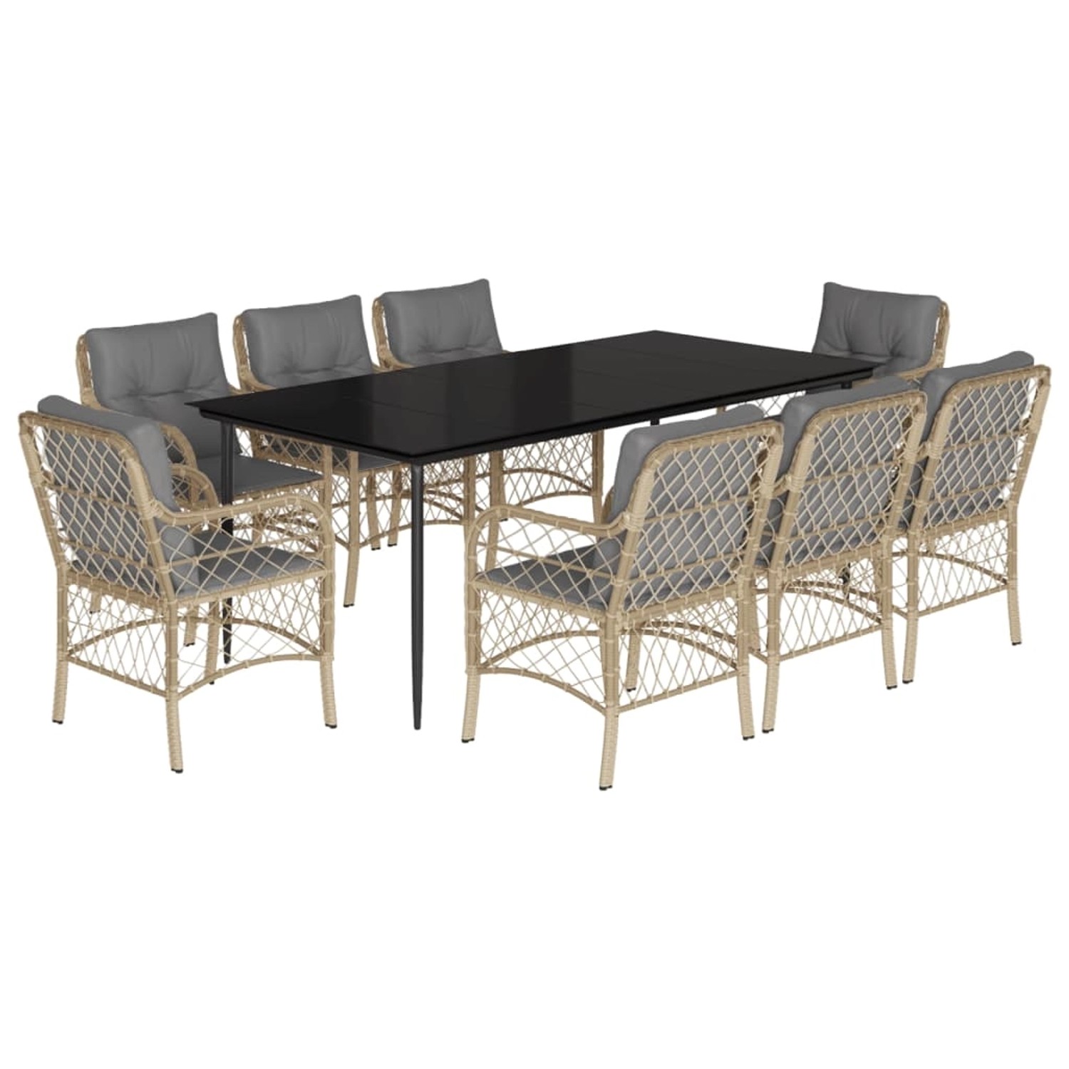 vidaXL 9-Tlg Garten-Essgruppe mit Kissen Beigemischung Poly Rattan 3212158 günstig online kaufen