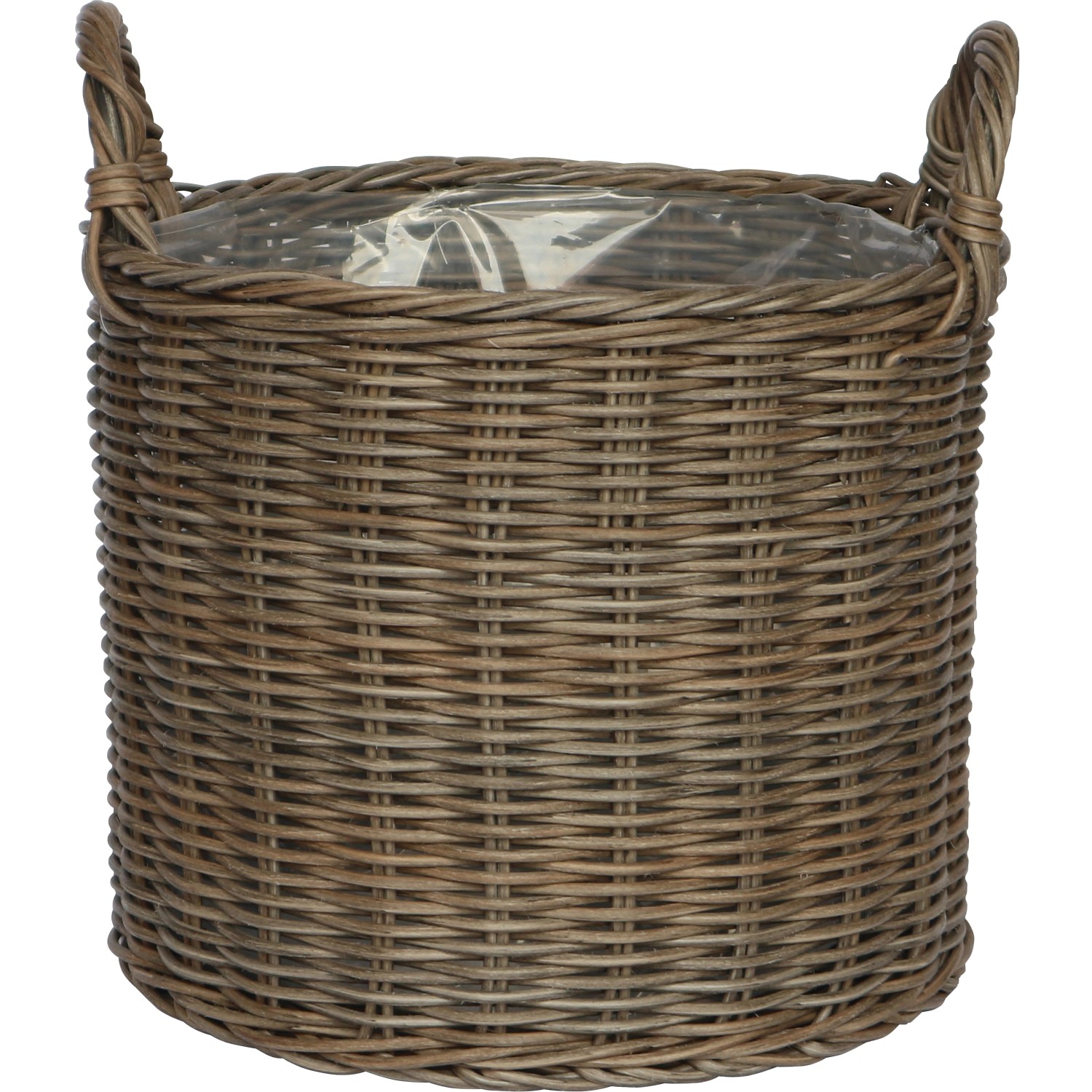 Korb mit Griffen aus Polyrattan 33 cm x 33 cm x 34,5 cm Grau
