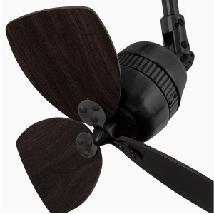 FARO Deckenventilator Vedra, 46 cm, schwarz mit dunklem Holzdekor, inklusive Wandschalter.