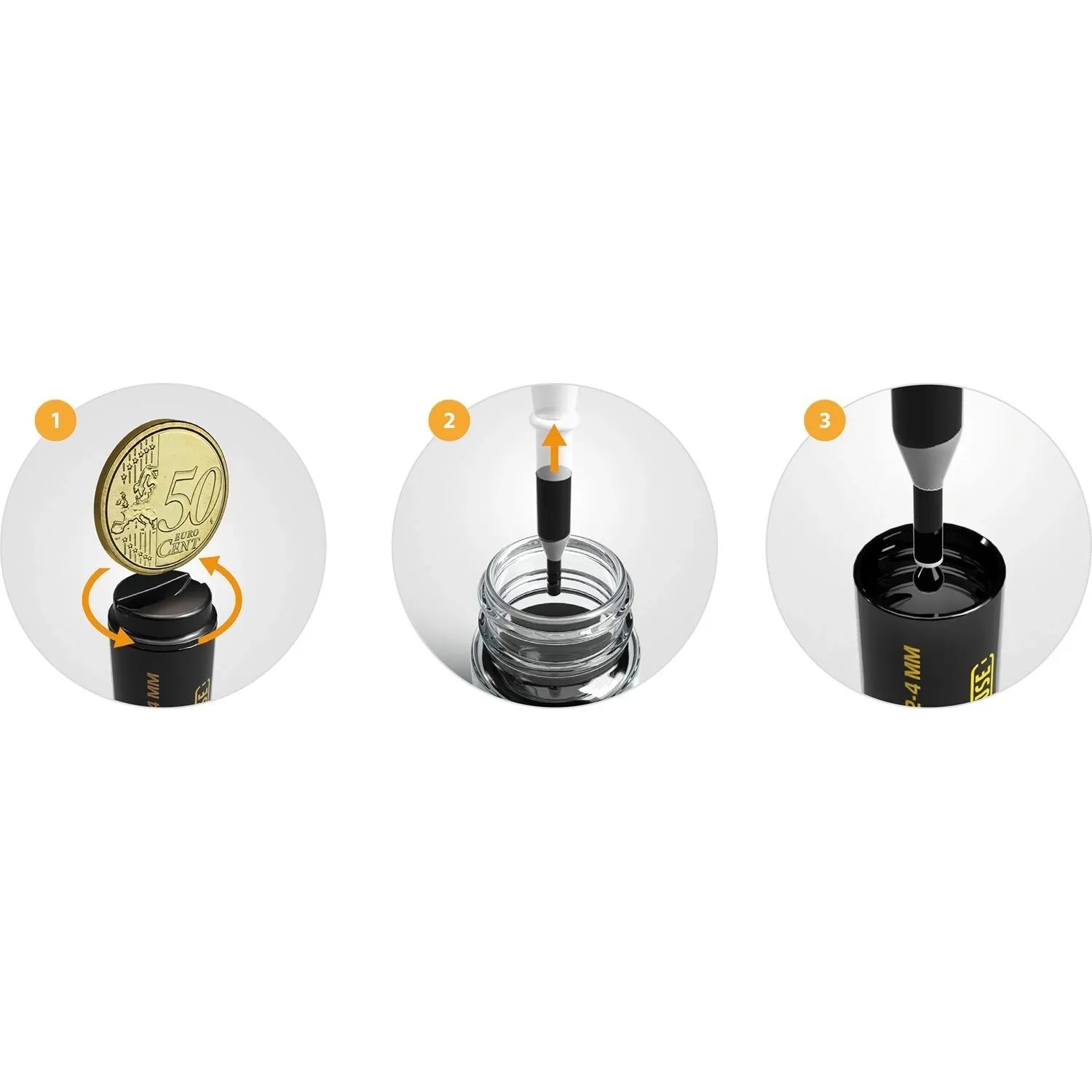 Pica Ink Tieflochmarker Refill Set: Anleitung zum Nachfüllen des roten Markers für Bohrlöcher mit Tinte.