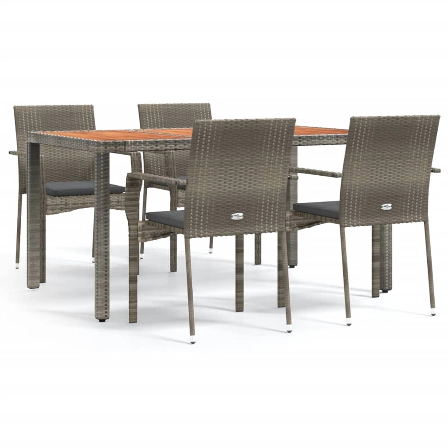 vidaXL 5-Tlg Garten-Essgruppe mit Kissen Grau Poly Rattan 3184995
