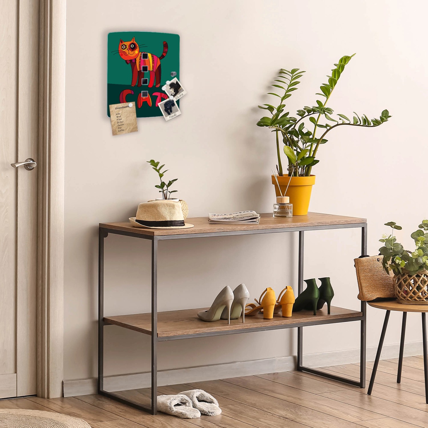 Banjado Schlüsselkasten Edelstahl mit Motiv Orange Katze, 24x21,5x7cm, für 10 Schlüssel.