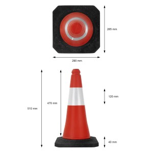 6er Set rot-weiße Verkehrskegel 51cm mit schwerem Fuß für Straßen, Baustellen und Parkplätze.