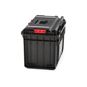 Schwarzer PROREGAL QBRICK Werkzeugkasten One mit Aluschienen, 52 Liter, bis 120 kg Traglast.