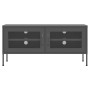 VidaXL TV-Schrank, anthrazitfarben, 105x35x50 cm, Stahl, mit Gittertüren und Füßen.