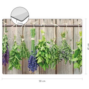 Myspotti Mini-Spritzschutzplatte Herbs, 59x41cm, mit Kräutermotiv für die Küche.