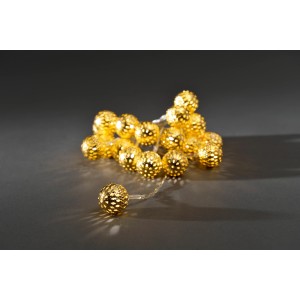 Konstsmide LED-Lichterkette mit goldenen Metallbällen, 20 warmweiße Dioden für Innen.