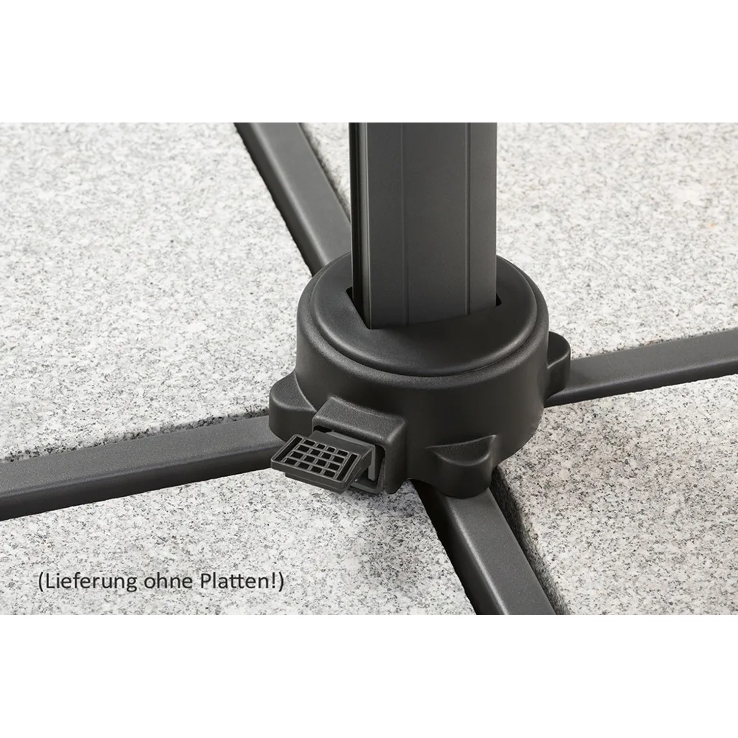 Detailaufnahme des Schirmständers für Schneider Ampelschirm (ohne Platten).