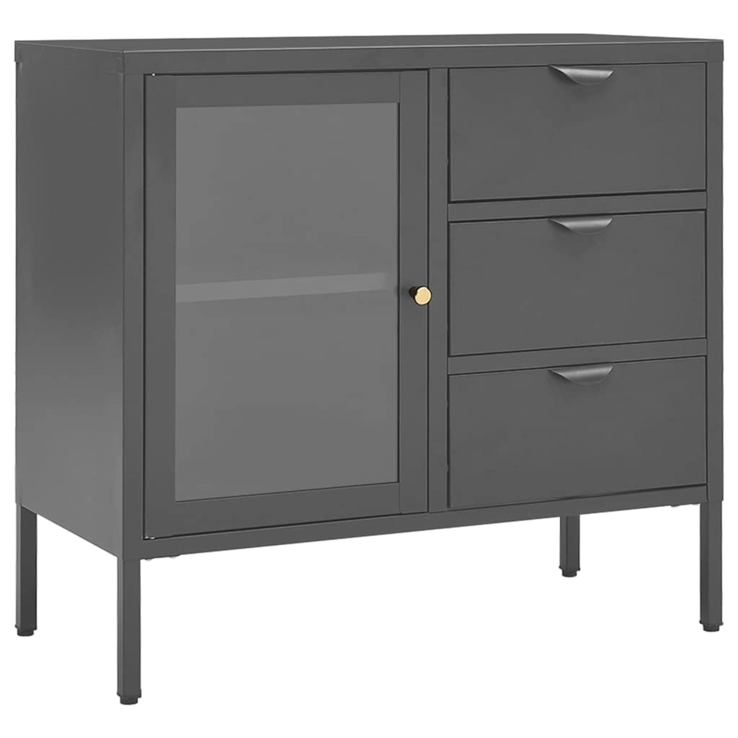 vidaXL Sideboard Anthrazit 75x35x70 cm Stahl und Hartglas 336075