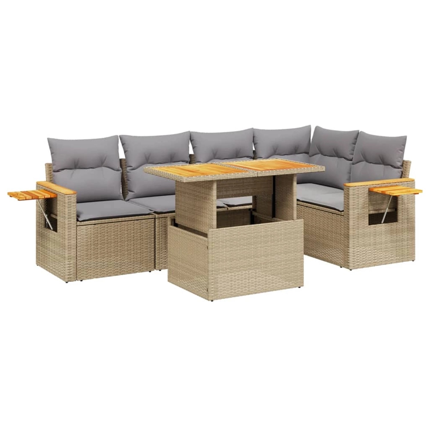 vidaXL 6-Tlg Garten-Sofagarnitur mit Kissen Beige Poly Rattan 3273509 günstig online kaufen