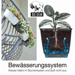 BigDean 2er Set Blumenkästen für Balkon Geländer Rattan Optik Anthrazit Balkonkästen mit Metall Halterungen 49 x 17 x 17 cm inkl.